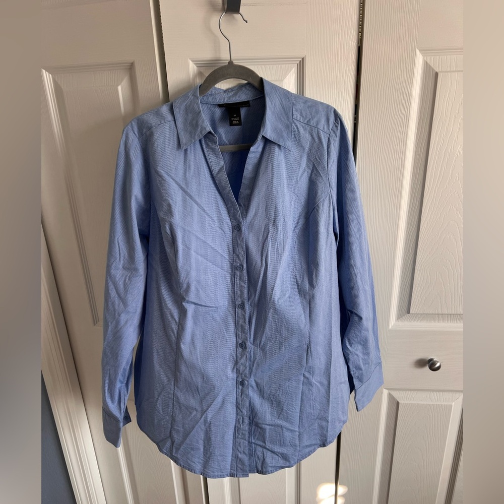 Women's Blue Button-Up Shirt